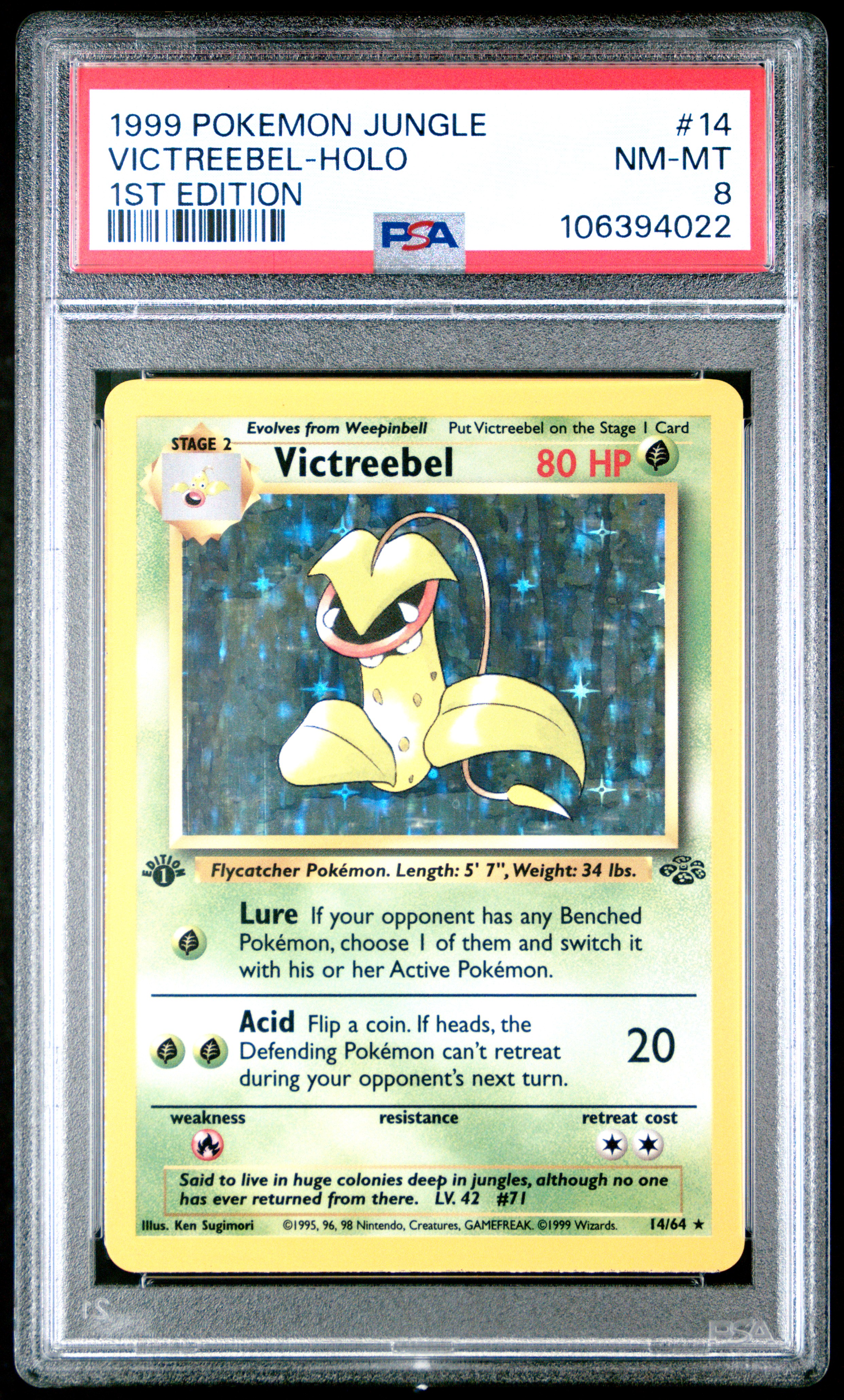 1999 Pokemon Jungle Victreebel-Holo #14 (1St Edition) Nm-Mt 8 front
