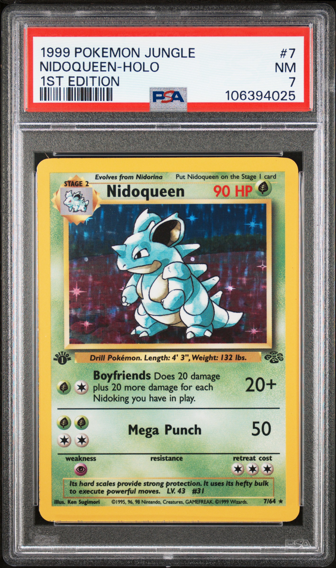 1999 Pokemon Jungle Nidoqueen-Holo #7 (1St Edition) Nm 7 front