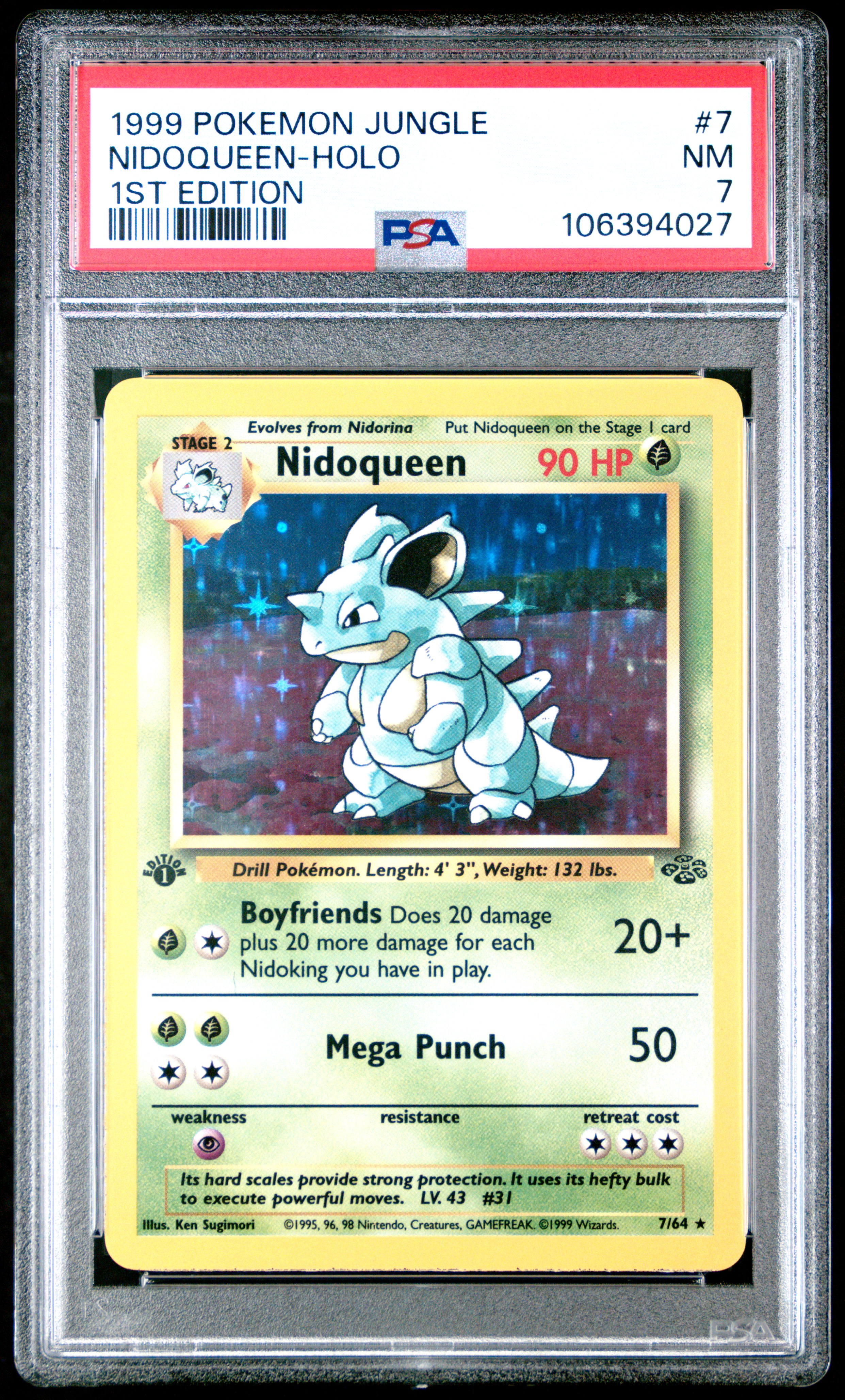 1999 Pokemon Jungle Nidoqueen-Holo #7 (1St Edition) Nm 7 front