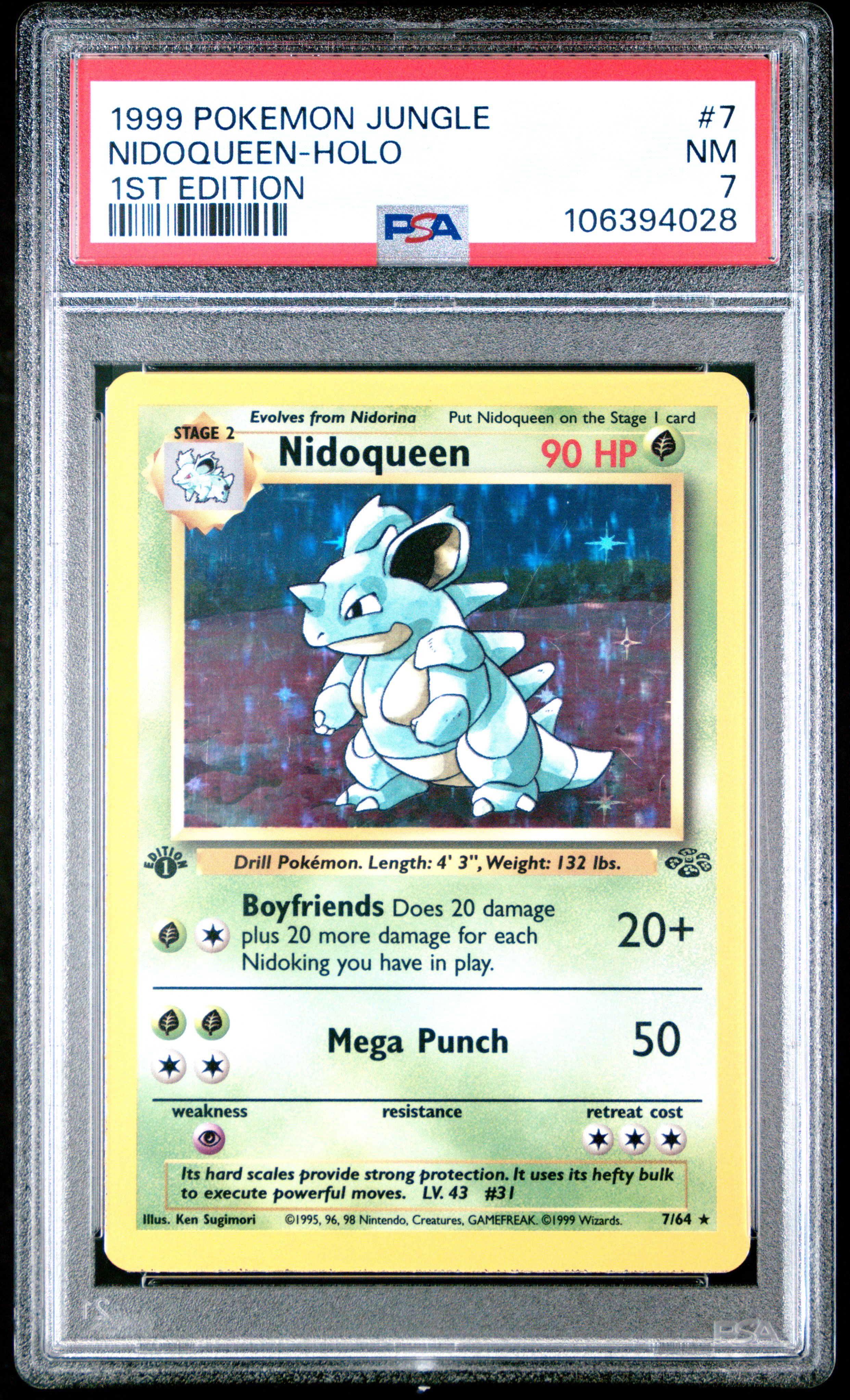 1999 Pokemon Jungle Nidoqueen-Holo #7 (1St Edition) Nm 7 front