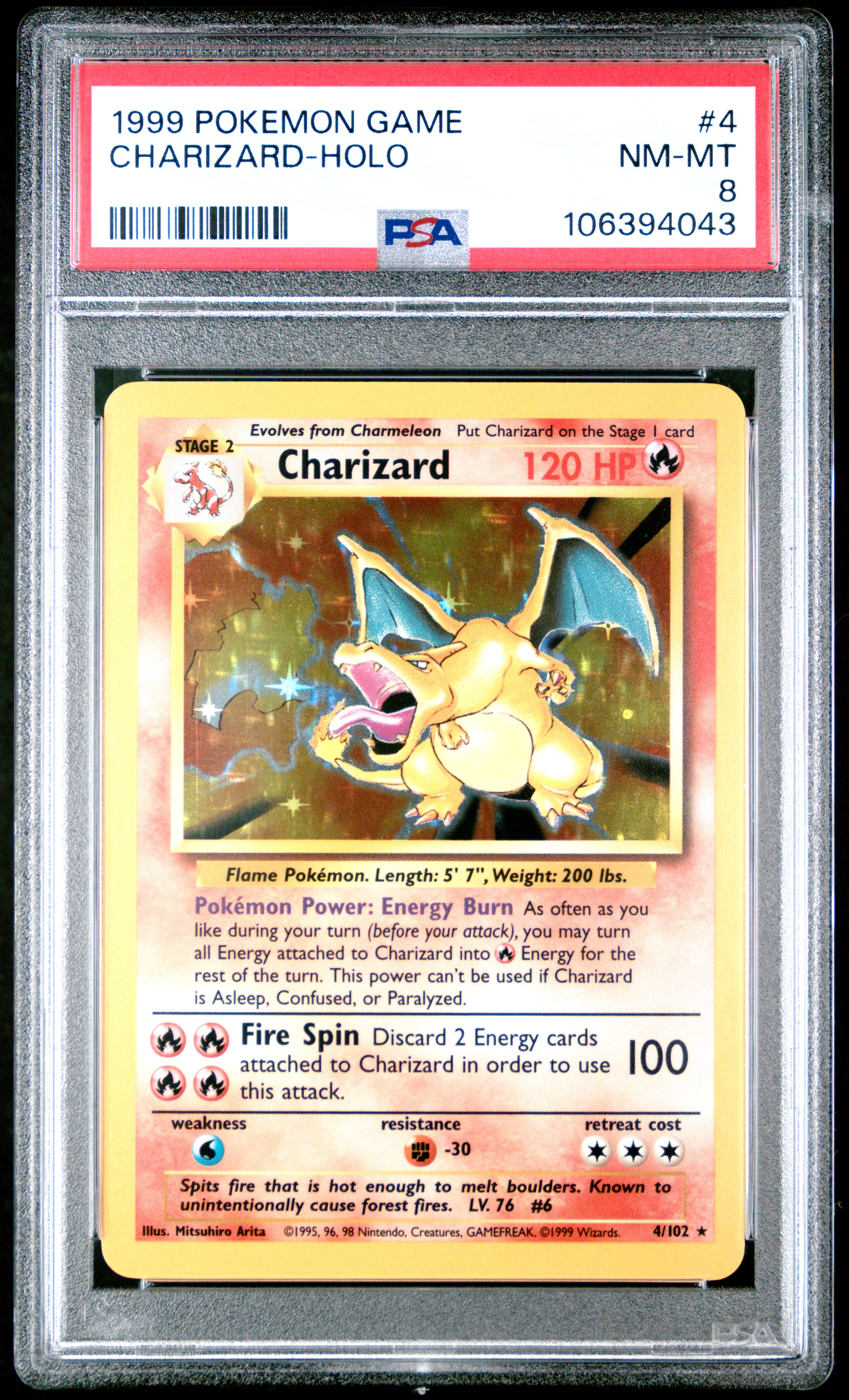 1999 Pokemon Game Charizard-Holo #4 Nm-Mt 8 front