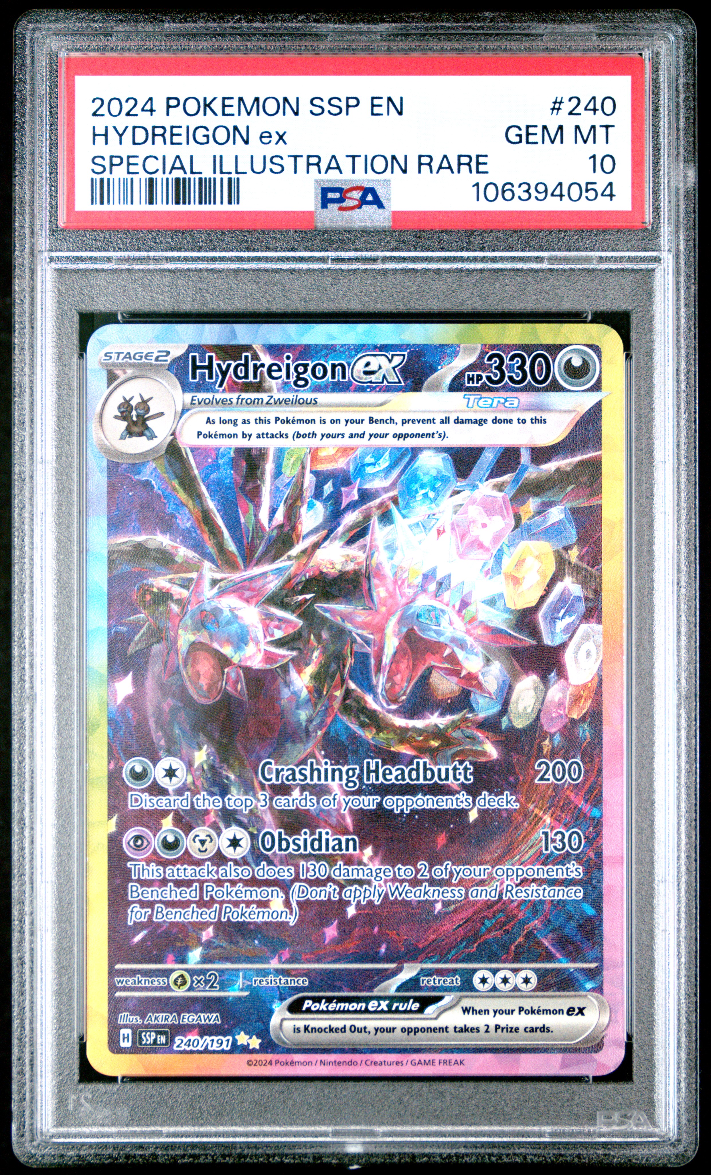 2024 Pokemon Ssp En-Surging Sparks Hydreigon Ex #240 (Special Illustration Rare) Gem Mt 10 front