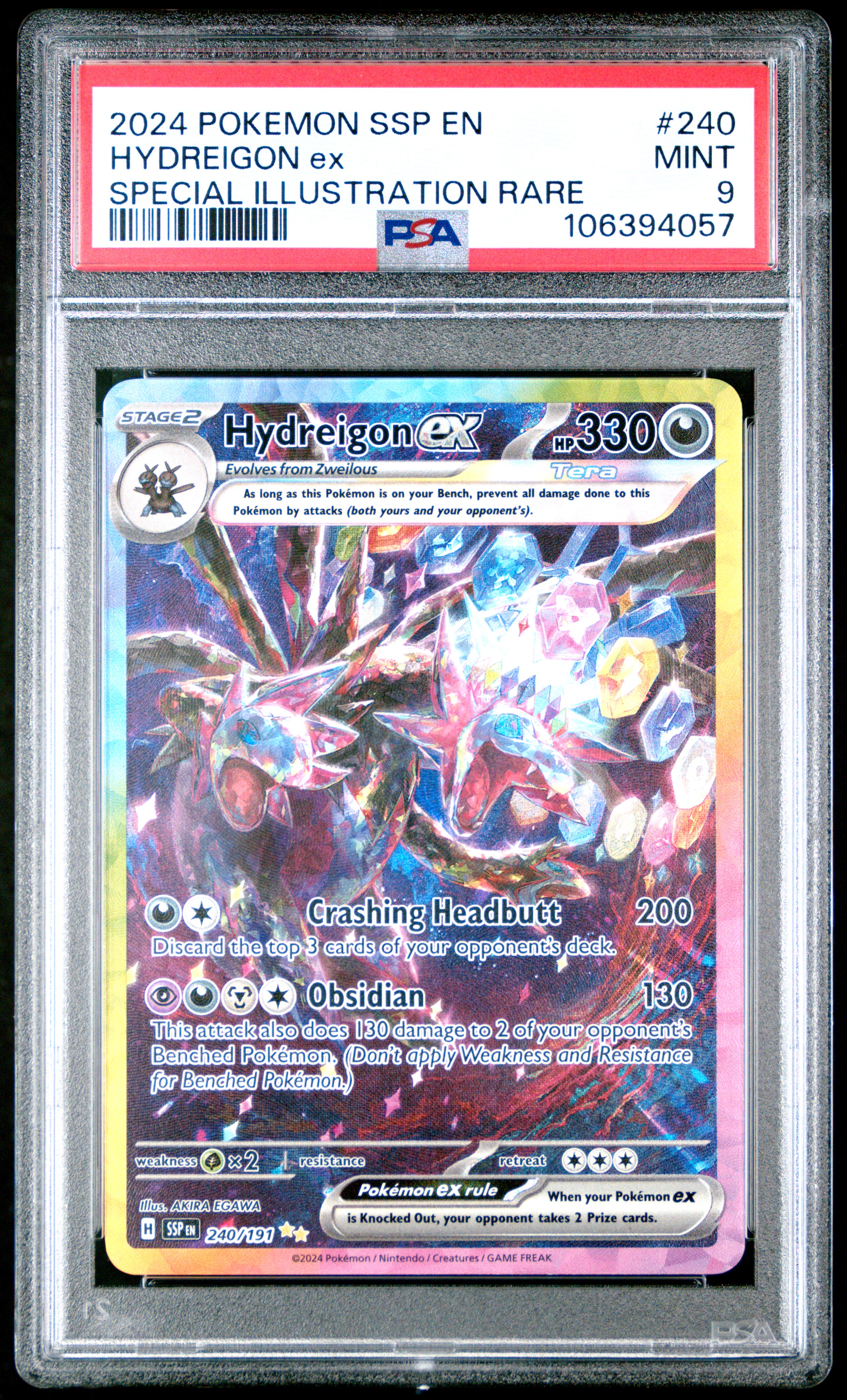 2024 Pokemon Ssp En-Surging Sparks Hydreigon Ex #240 (Special Illustration Rare) Mint 9 front