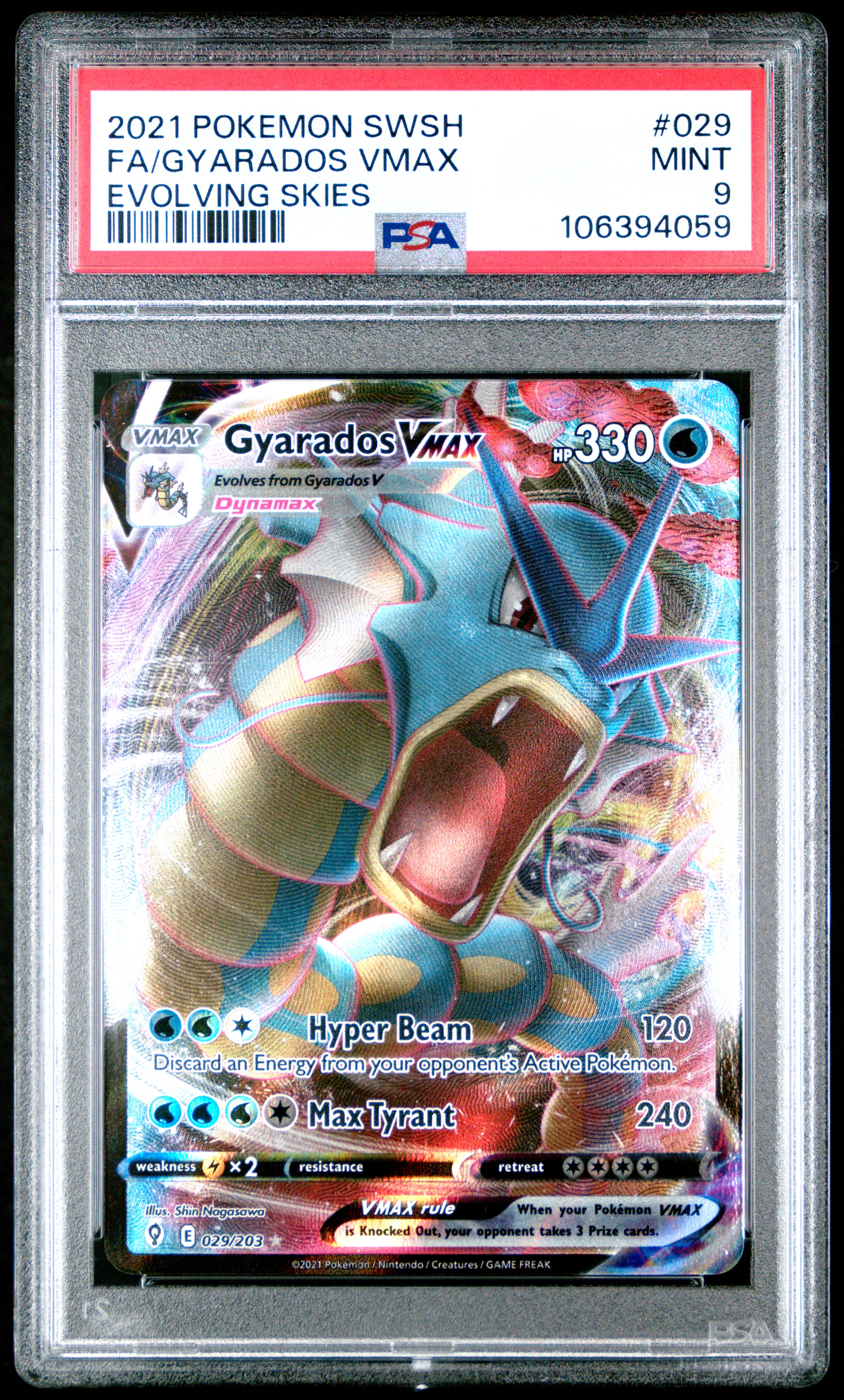 2021 Pokemon Sword & Shield Evolving Skies Fa/Gyarados Vmax #029 (Evolving Skies) Mint 9 front