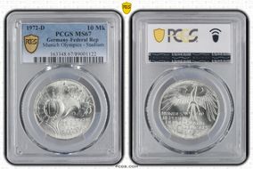 1972-D 10 Mk Munich Olympics - Stadium MS67
