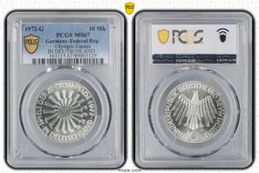 1972-G 10 Mk Olympic Games IN DEUTSCHLAND MS67