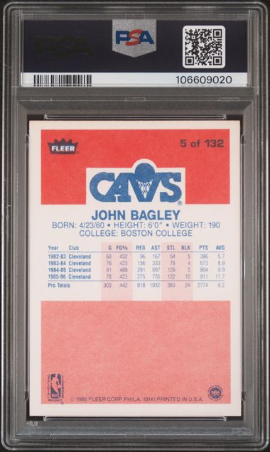 1986 Fleer John Bagley #5 Nm-Mt 8 back