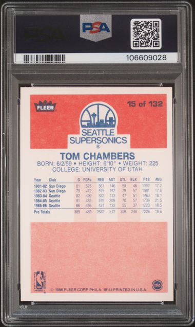 1986 Fleer Tom Chambers #15 Nm-Mt 8 back