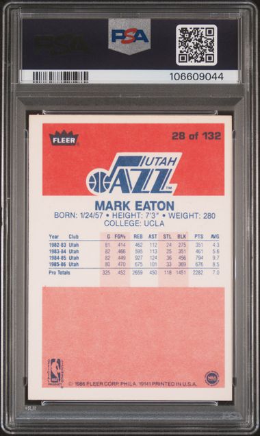 1986 Fleer Mark Eaton #28 Nm 7 back