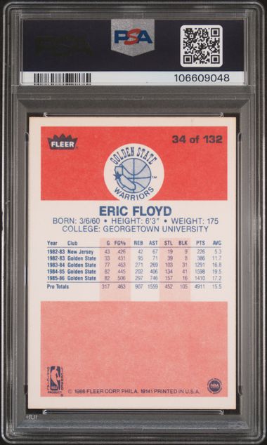 1986 Fleer Eric Floyd #34 Nm-Mt 8 back