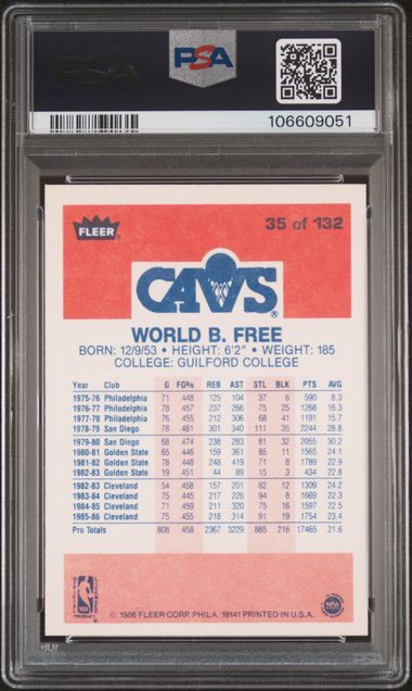 1986 Fleer World B. Free #35 Nm-Mt 8 back
