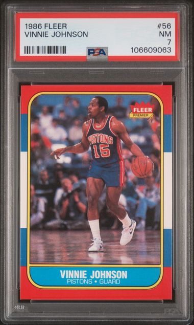 1986 Fleer Vinnie Johnson #56 Nm 7 front