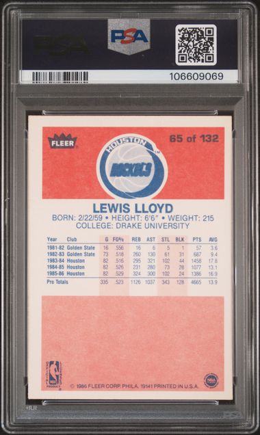 1986 Fleer Lewis Lloyd #65 Nm 7 back