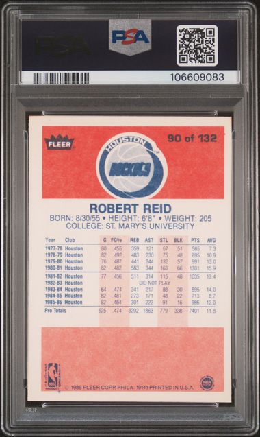 1986 Fleer Robert Reid #90 Nm-Mt 8 back
