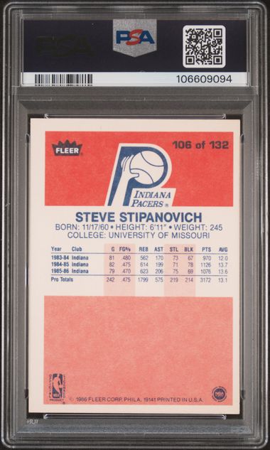 1986 Fleer Steve Stipanovich #106 Nm-Mt 8 back