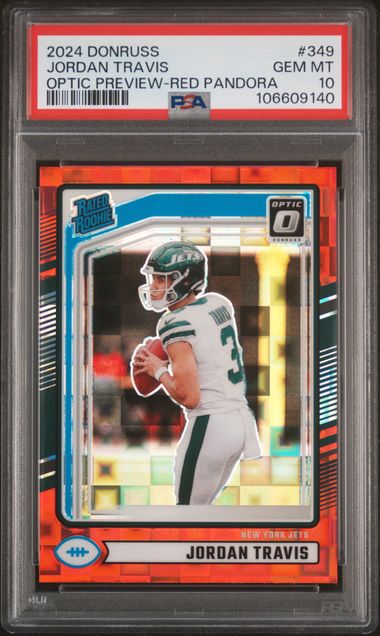 2024 Panini Donruss Jordan Travis #349 (Optic Preview-Red Pandora) Gem Mt 10 front