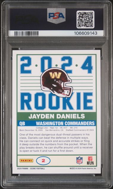 2024 Panini Score 35Th Anniversary Rookie Jayden Daniels #2 Mint 9 back