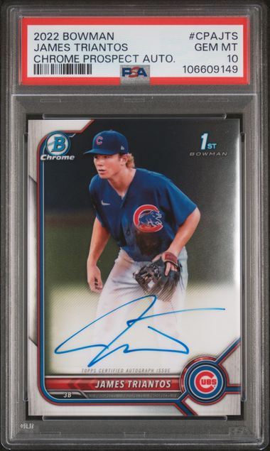 2022 Bowman Chrome Prospect Autographs James Triantos #Cpajts (Chrome Prospect Auto.) Gem Mt 10 front