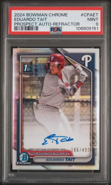 2024 Bowman Chrome Prospect Autographs Eduardo Tait #Cpaet (Prospect Auto-Refractor) Mint 9 front