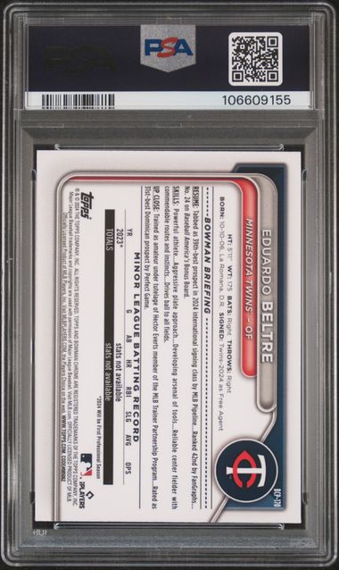 2024 Bowman Chrome Prospects Eduardo Beltre #Bcp170 (Prospects-Orange Ref) Mint 9 back