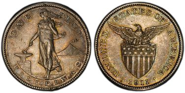 1911-S Peso AU58