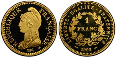1992 1 Fr République Or PR70DCAM
