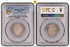 1871-A 1 Fr Gad-465 F-216 Petit A MS65
