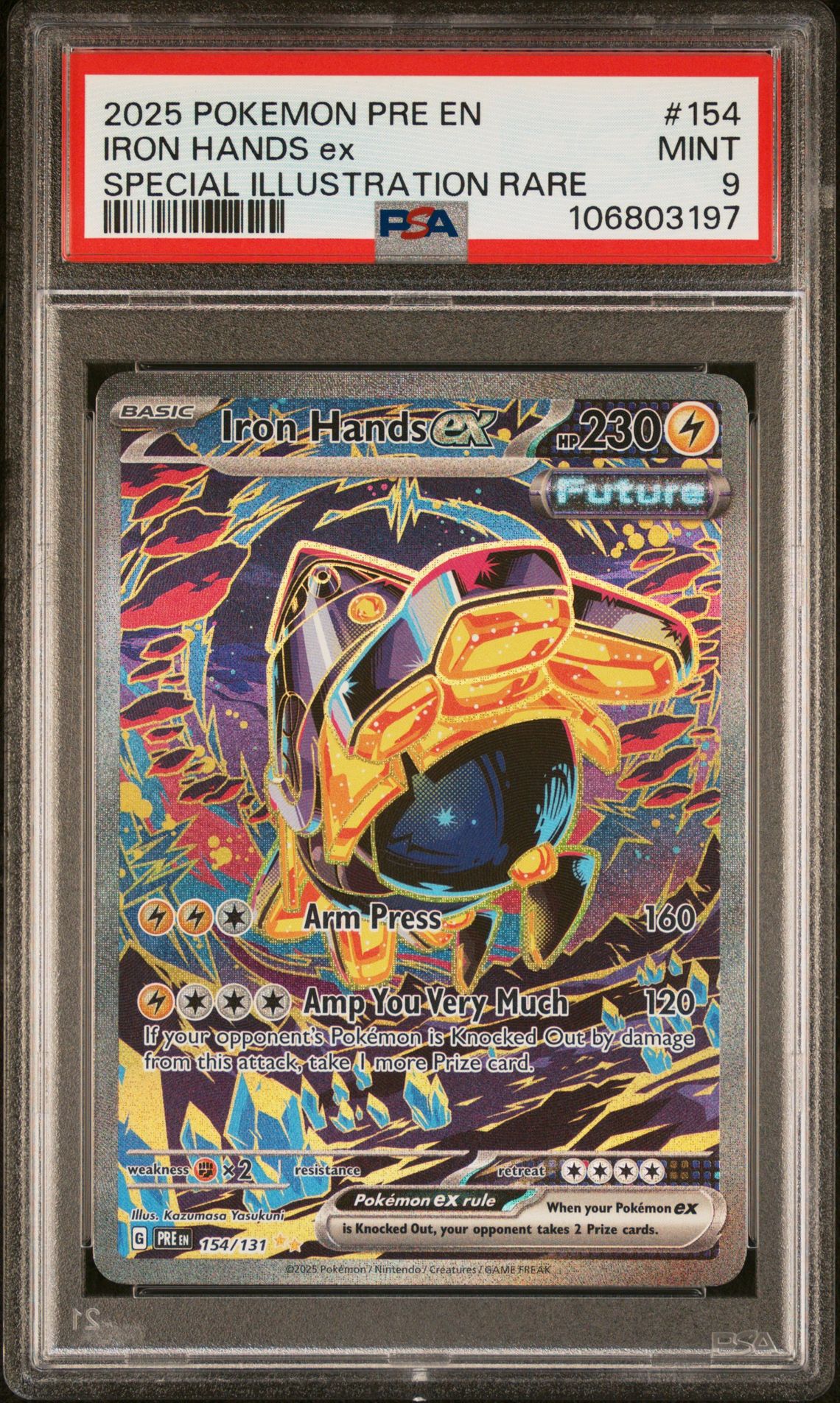 2025 Pokemon POKEMON PRE EN-PRISMATIC EVOLUTIONS SPECIAL ILLUSTRATION RARE #154 Iron Hands Ex front