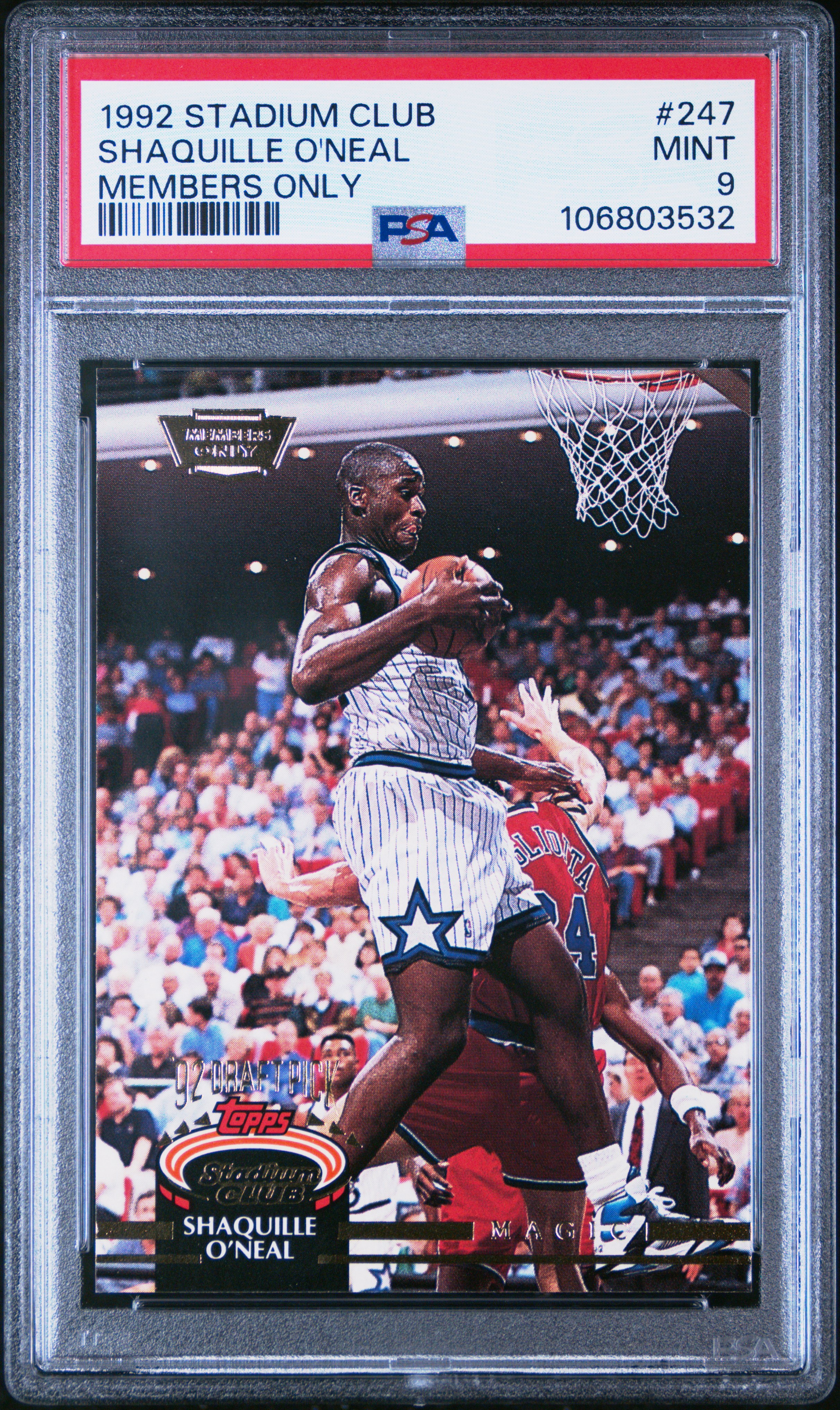 1992 Stadium Club Shaquille O'neal #247 (Members Only) Mint 9 front
