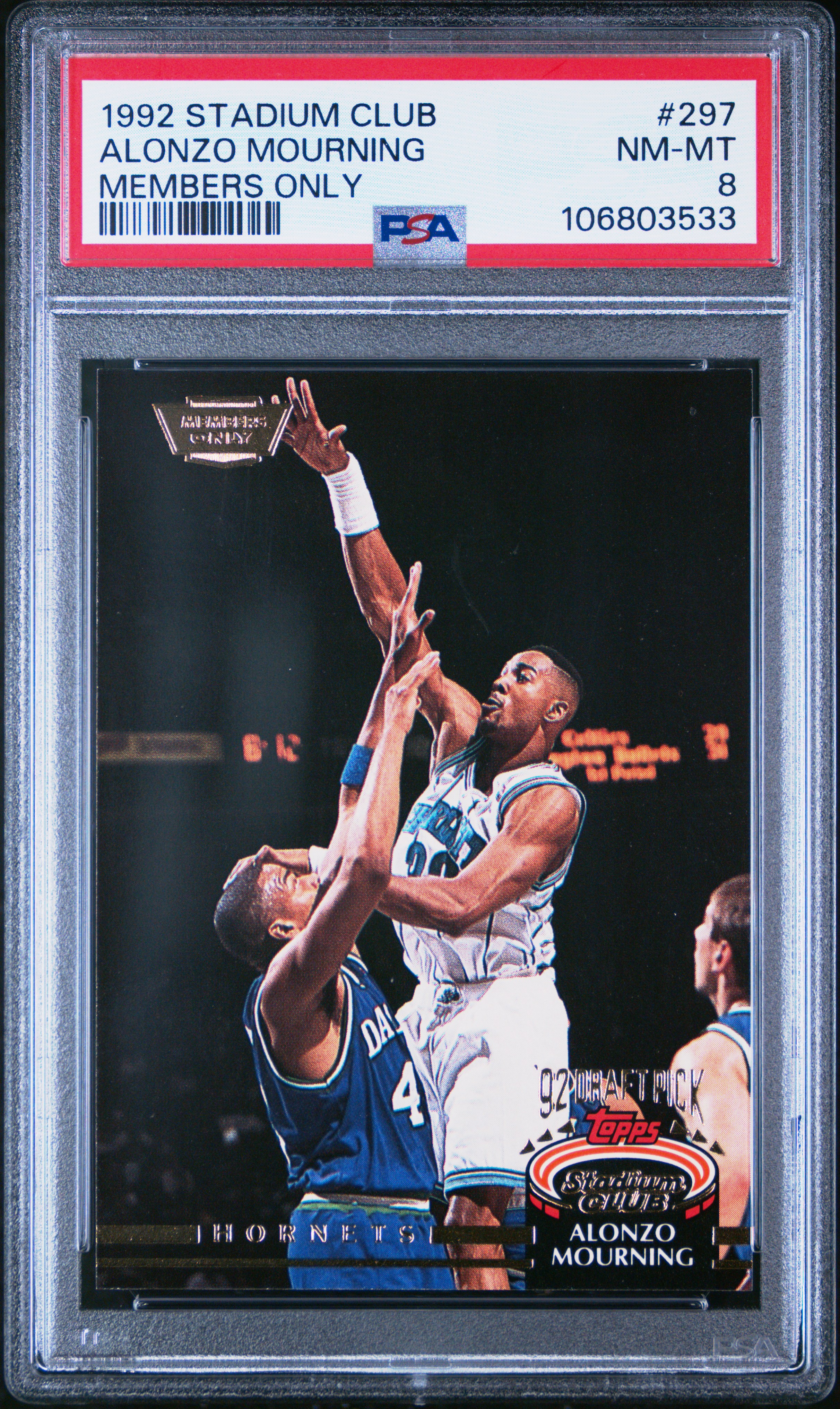 1992 Stadium Club Alonzo Mourning #297 (Members Only) Nm-Mt 8 front