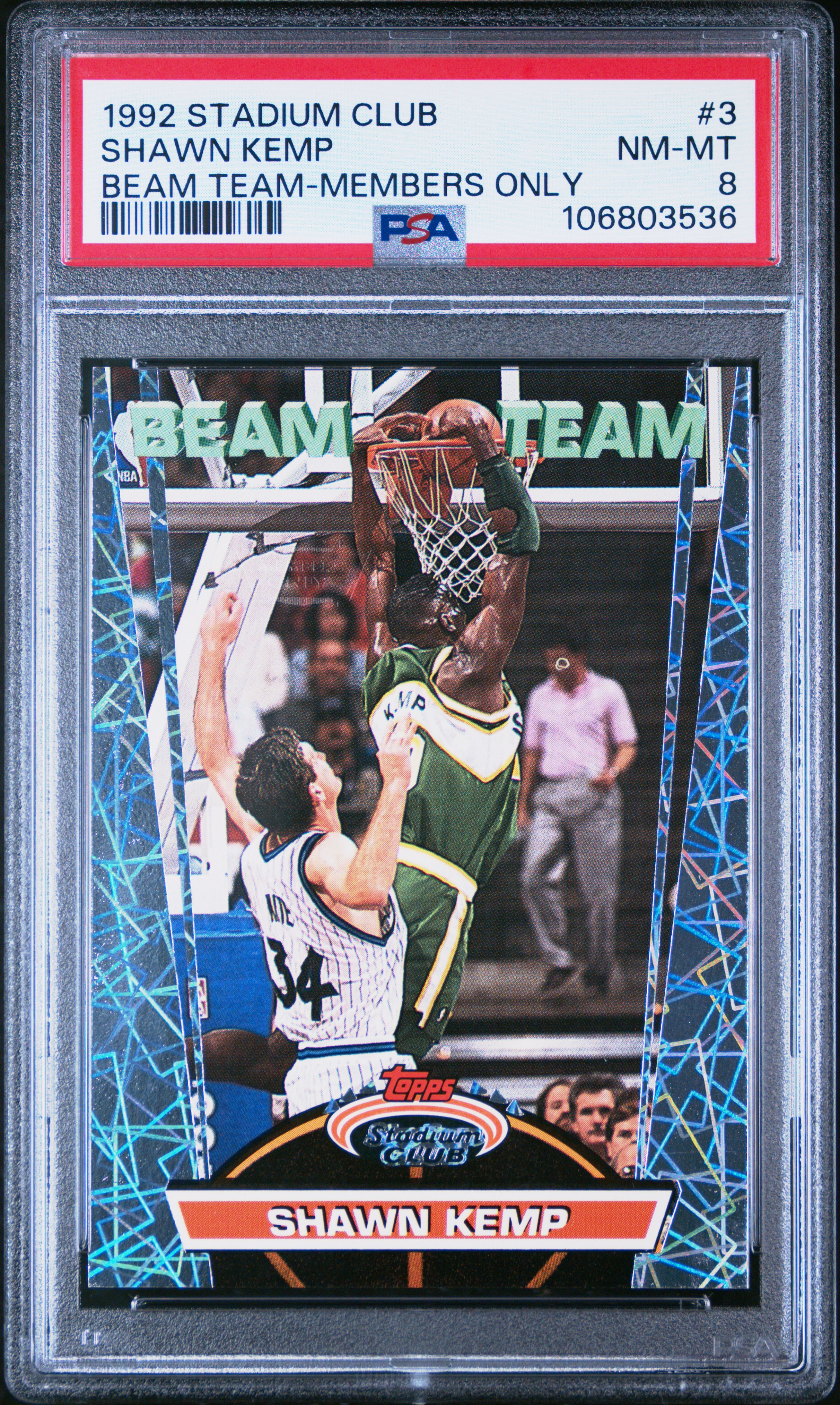 1992 Stadium Club Beam Team Shawn Kemp #3 (Beam Team-Members Only) Nm-Mt 8 front