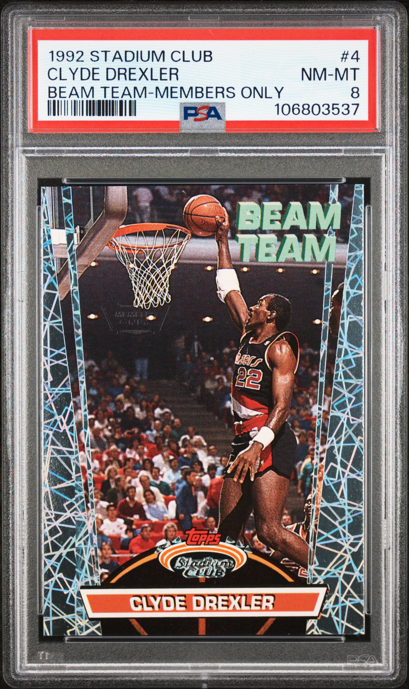 1992 Stadium Club Beam Team Clyde Drexler #4 (Beam Team-Members Only) Nm-Mt 8 front