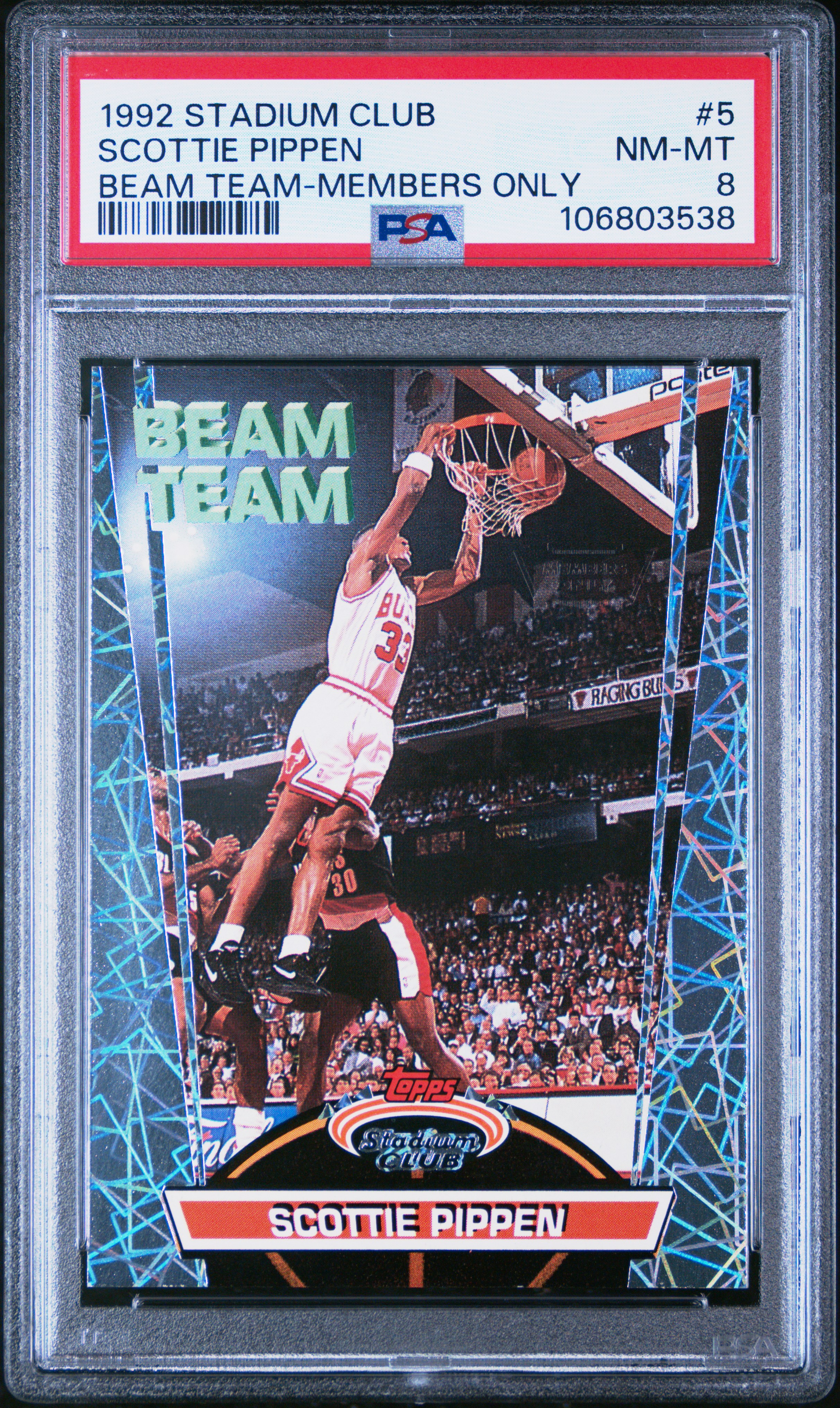 1992 Stadium Club Beam Team Scottie Pippen #5 (Beam Team-Members Only) Nm-Mt 8 front