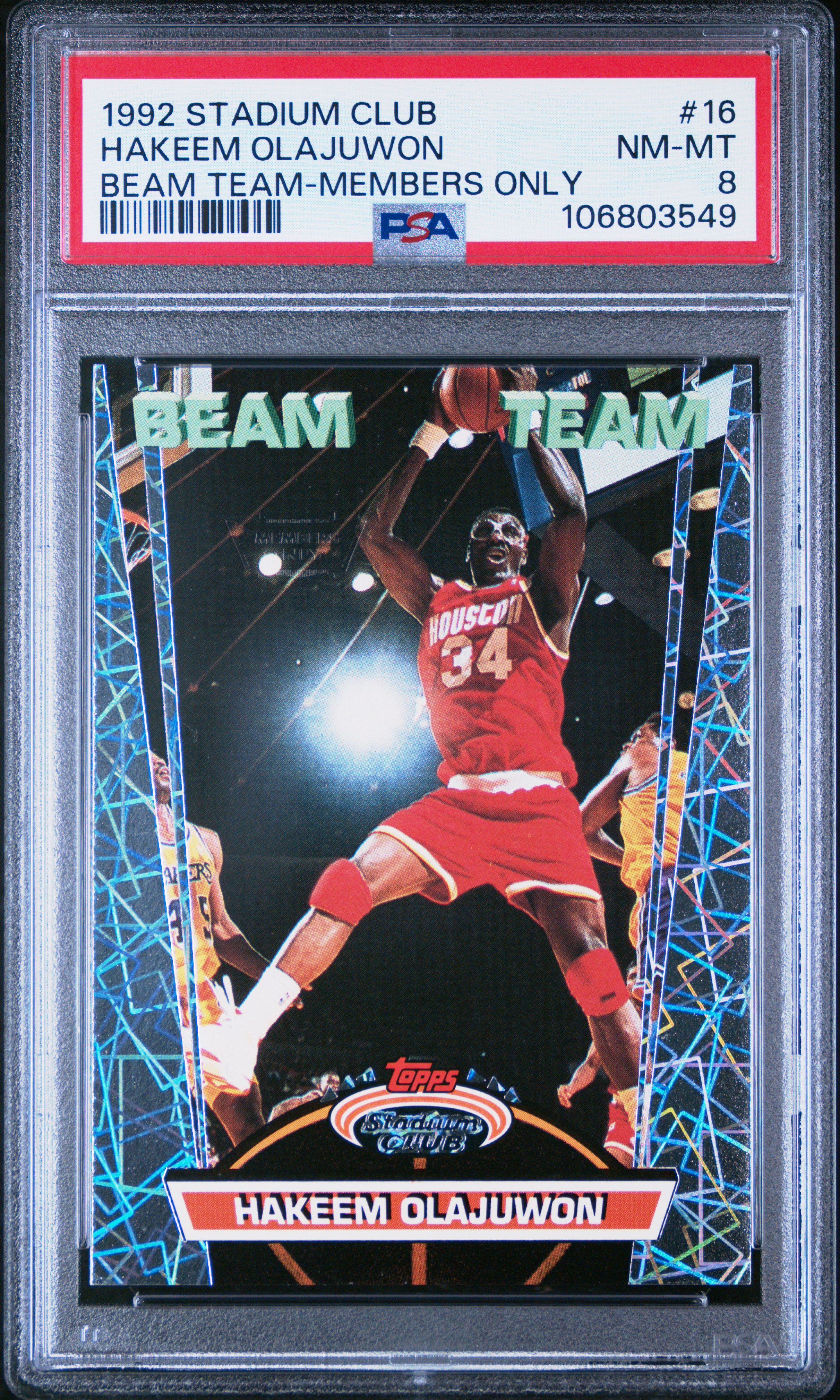 1992 Stadium Club Beam Team Hakeem Olajuwon #16 (Beam Team-Members Only) Nm-Mt 8 front