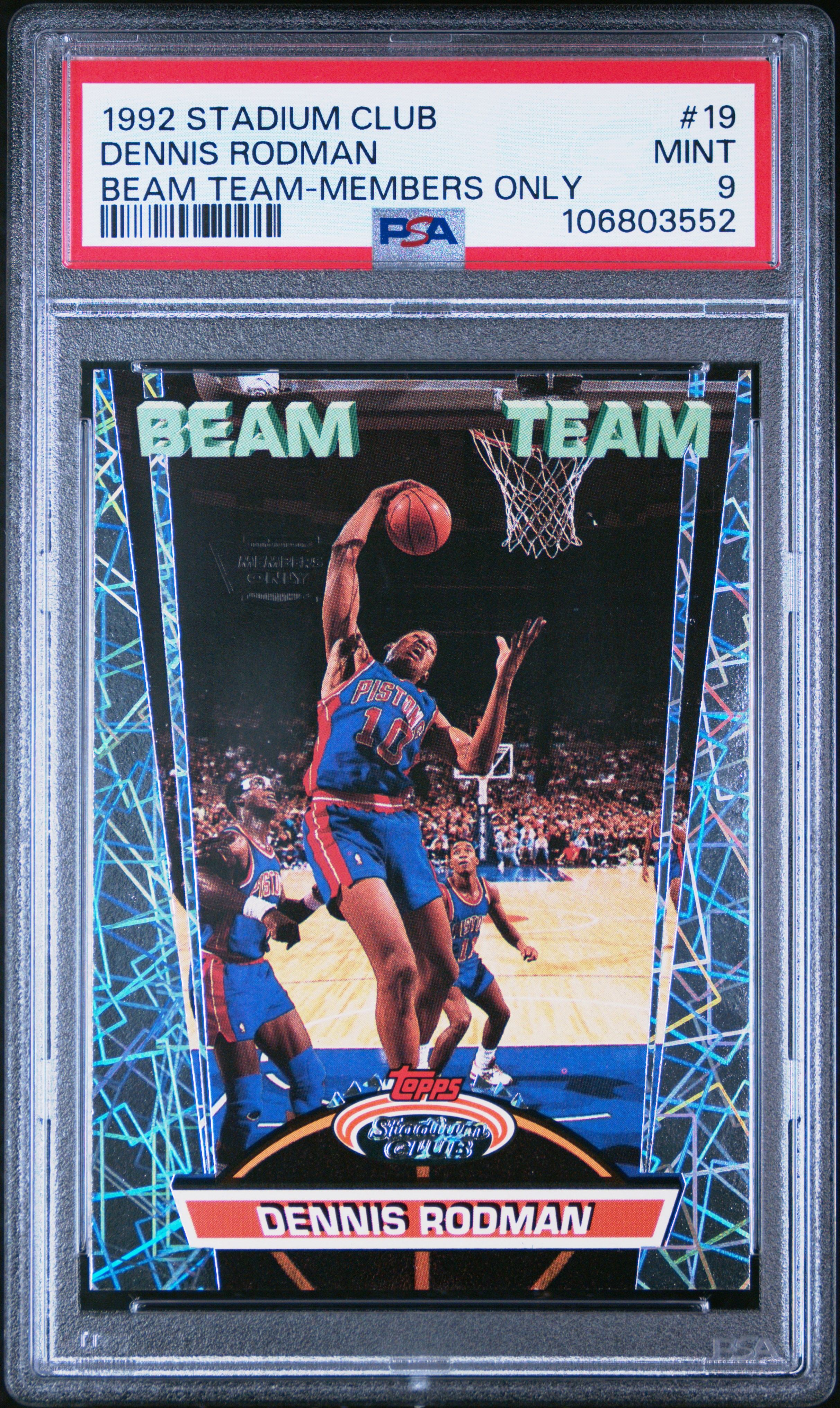 1992 Stadium Club Beam Team Dennis Rodman #19 (Beam Team-Members Only) Mint 9 front