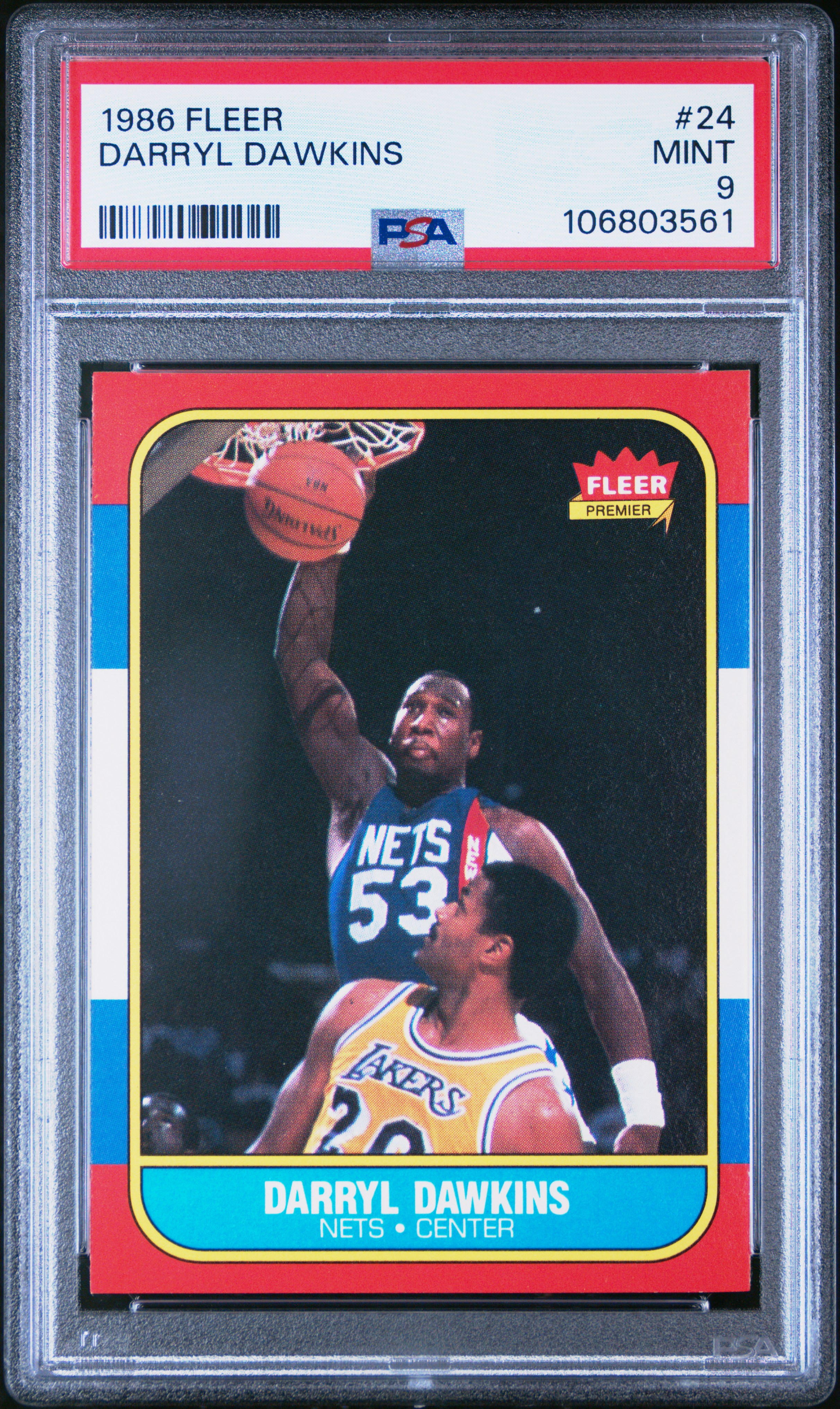 1986 Fleer Darryl Dawkins #24 Mint 9 front