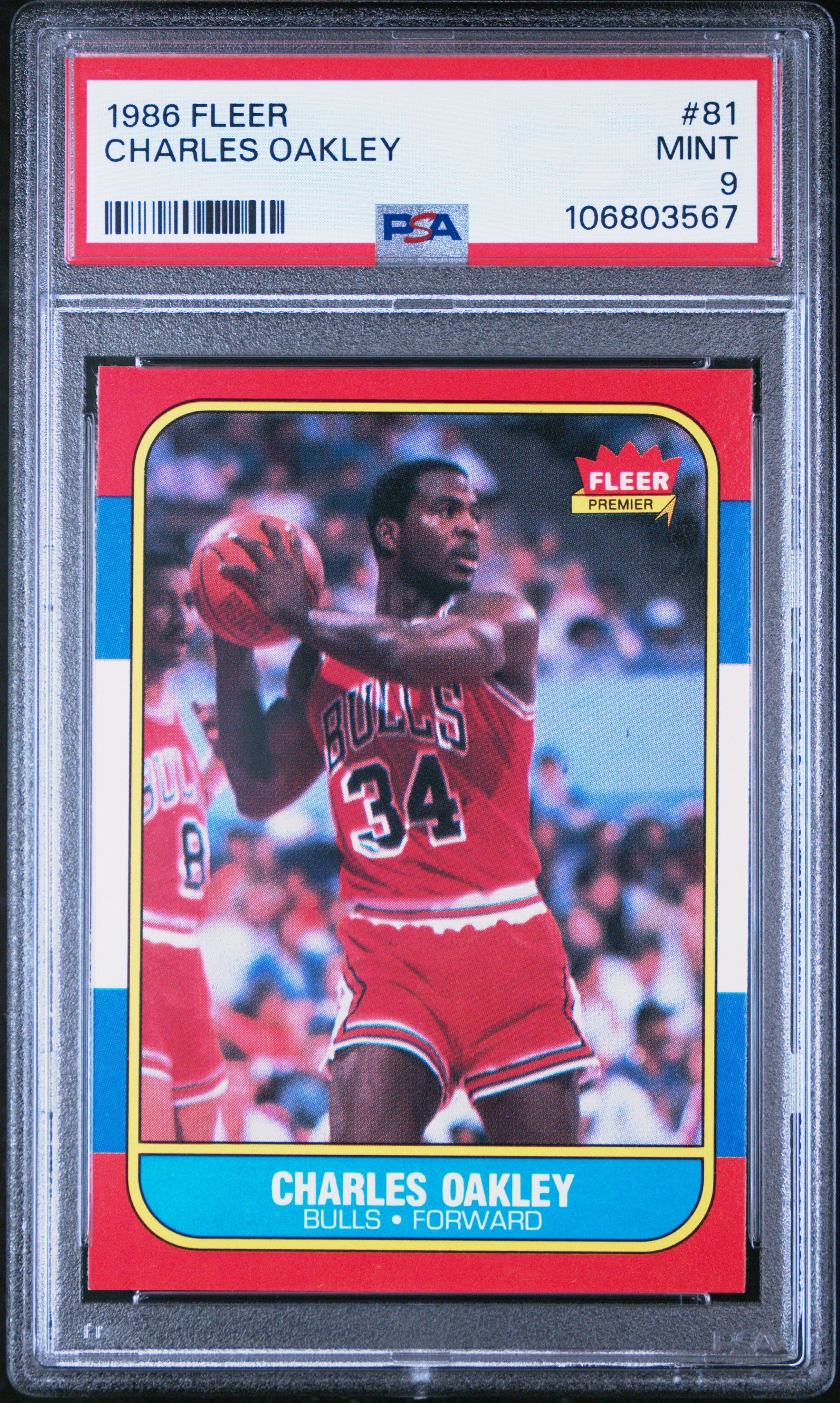 1986 Fleer Charles Oakley #81 Mint 9 front