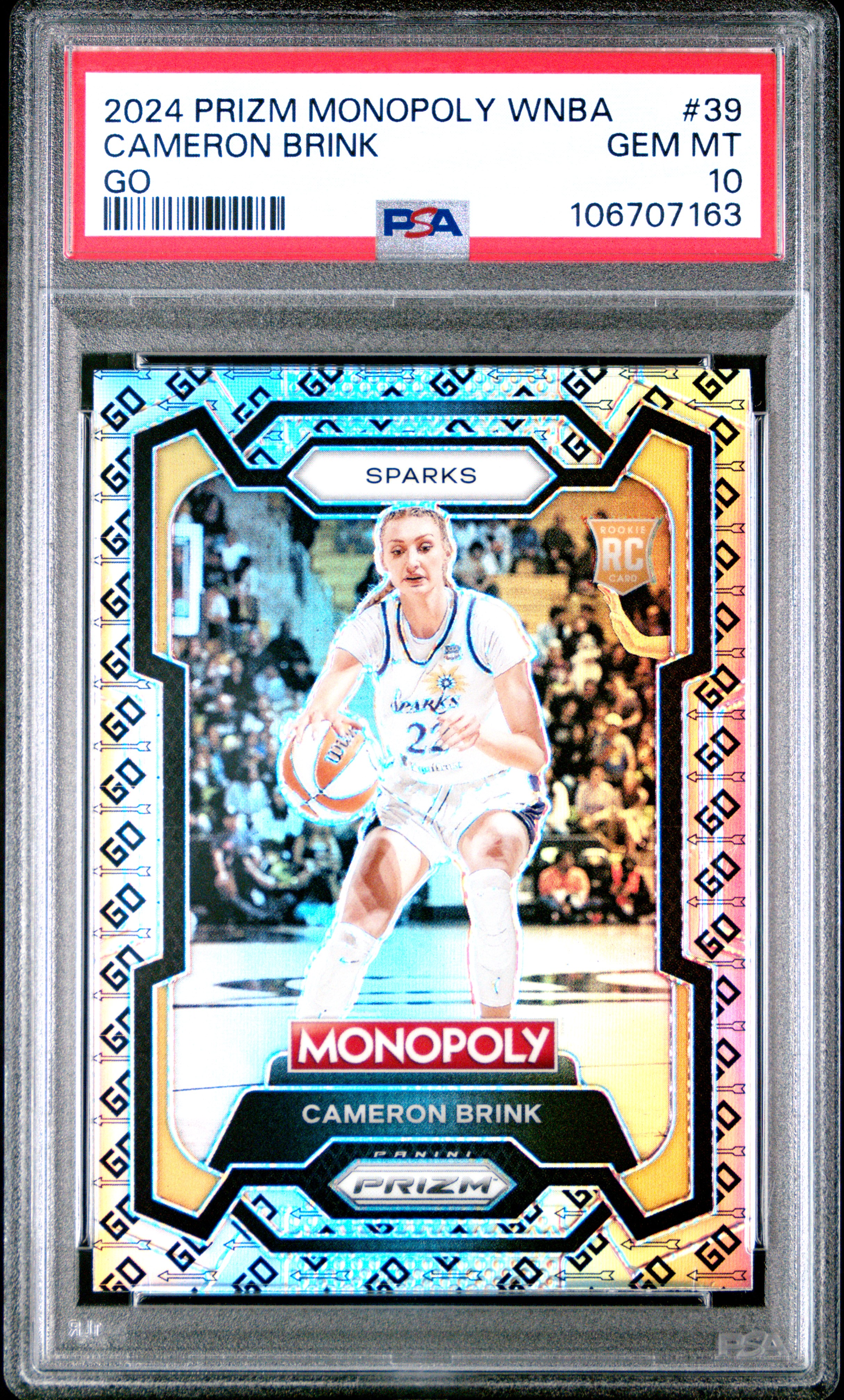 2024 Panini Prizm Monopoly Wnba Cameron Brink #39 (Go) Gem Mt 10 front