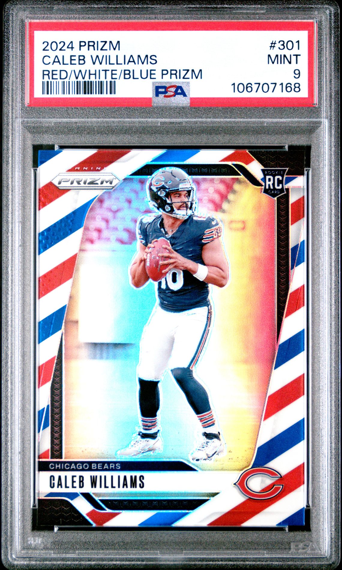 2024 Panini Prizm Caleb Williams #301 (Red/White/Blue Prizm) Mint 9 front