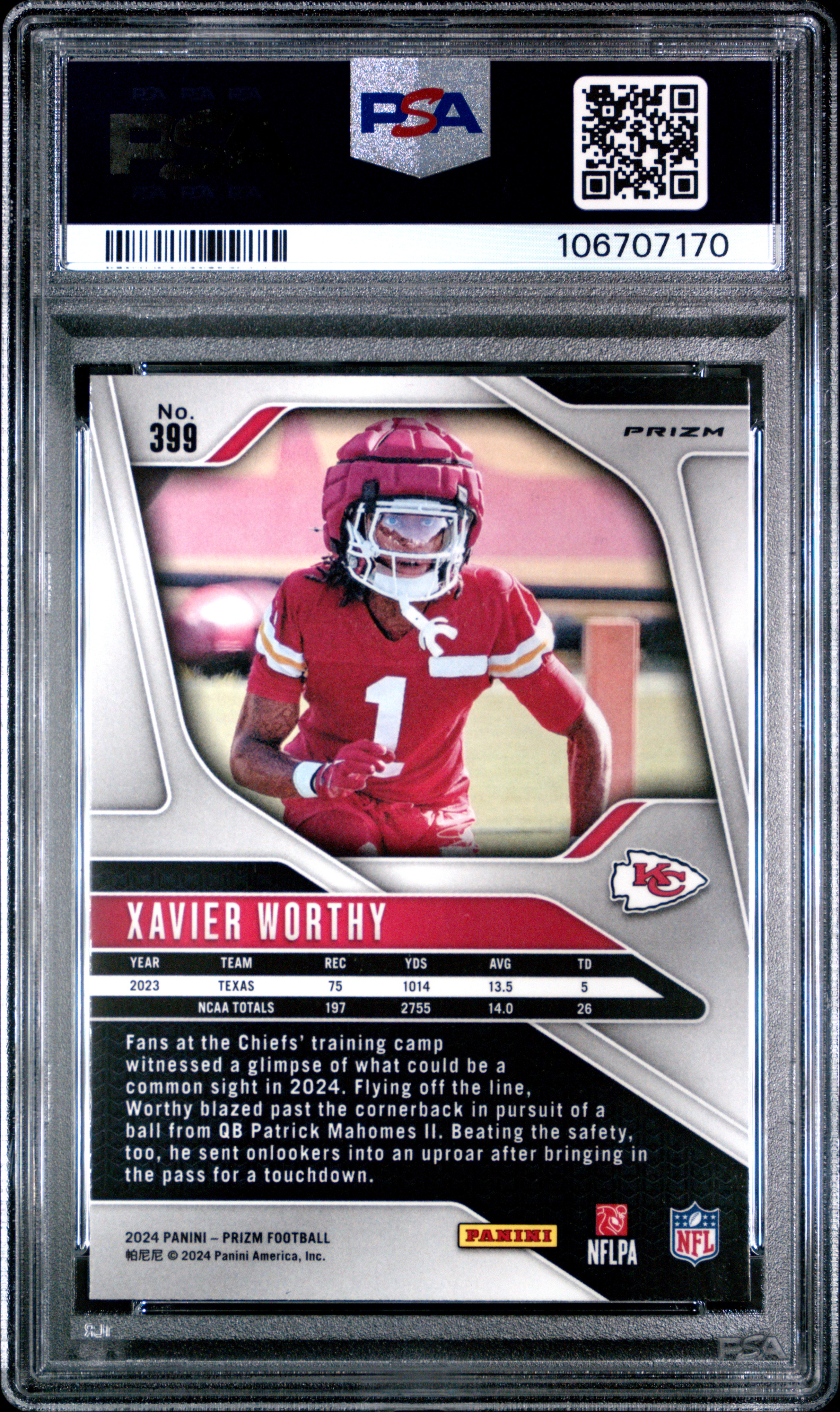 2024 Panini Prizm Xavier Worthy #399 (Pink Prizm) Mint 9 back