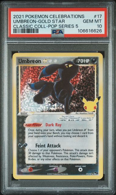 2021 Pokemon Celebrations Classic Collection Umbreon-Gold Star #17 (Classic Coll-Pop Series 5) Gem Mt 10 front