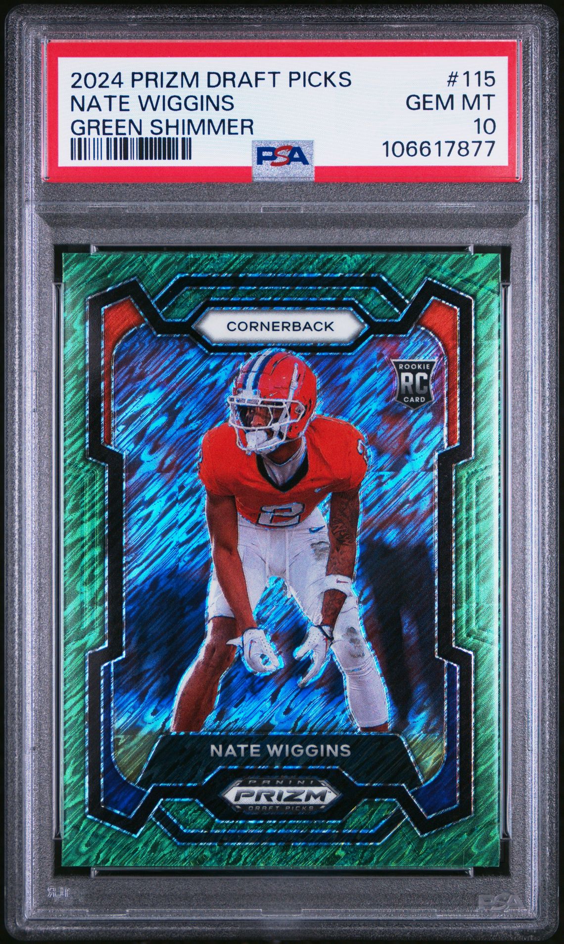 2024 Panini PANINI PRIZM DRAFT PICKS GREEN SHIMMER #115 Nate Wiggins front