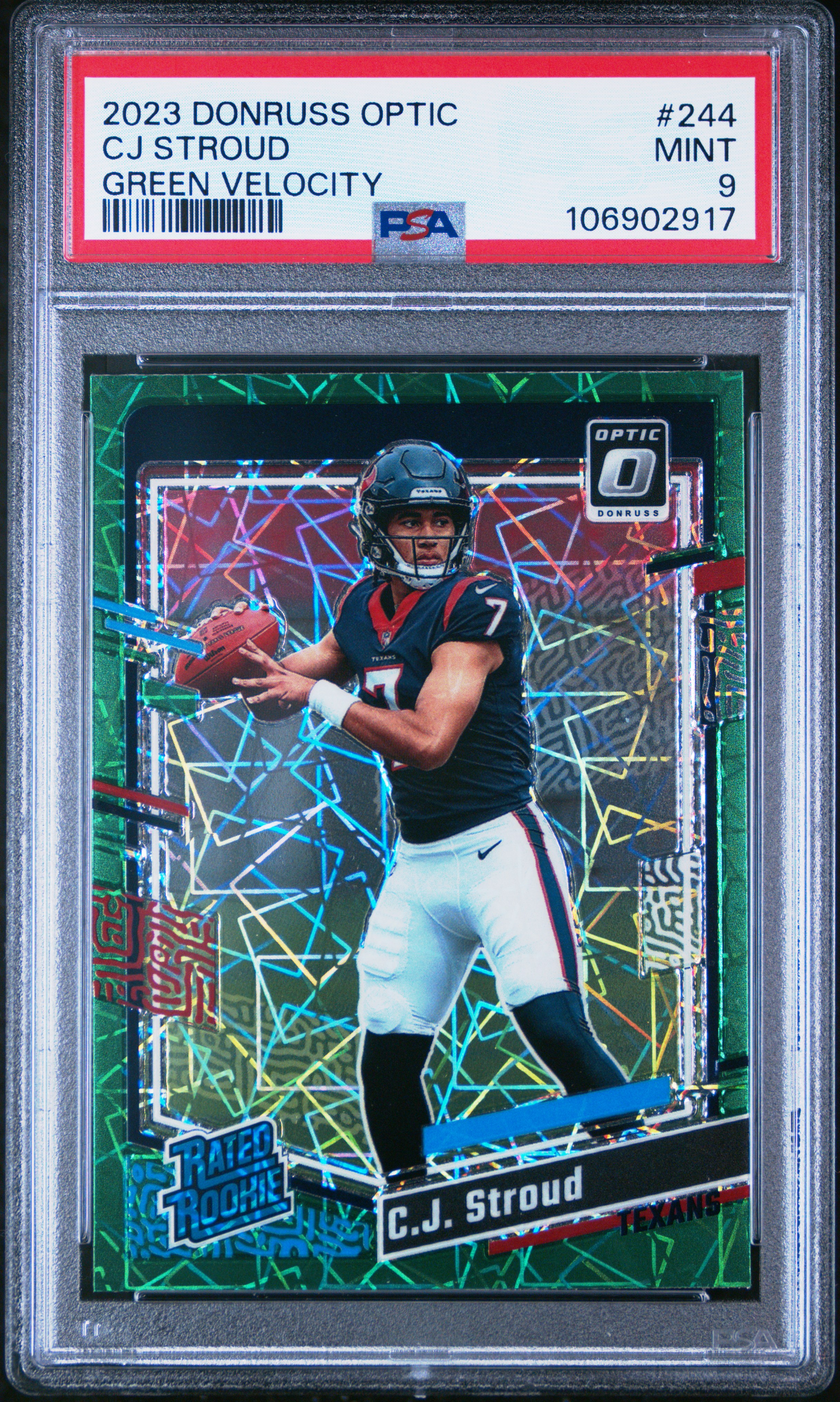 2023 Panini Donruss Optic Cj Stroud #244 (Green Velocity) Mint 9 front