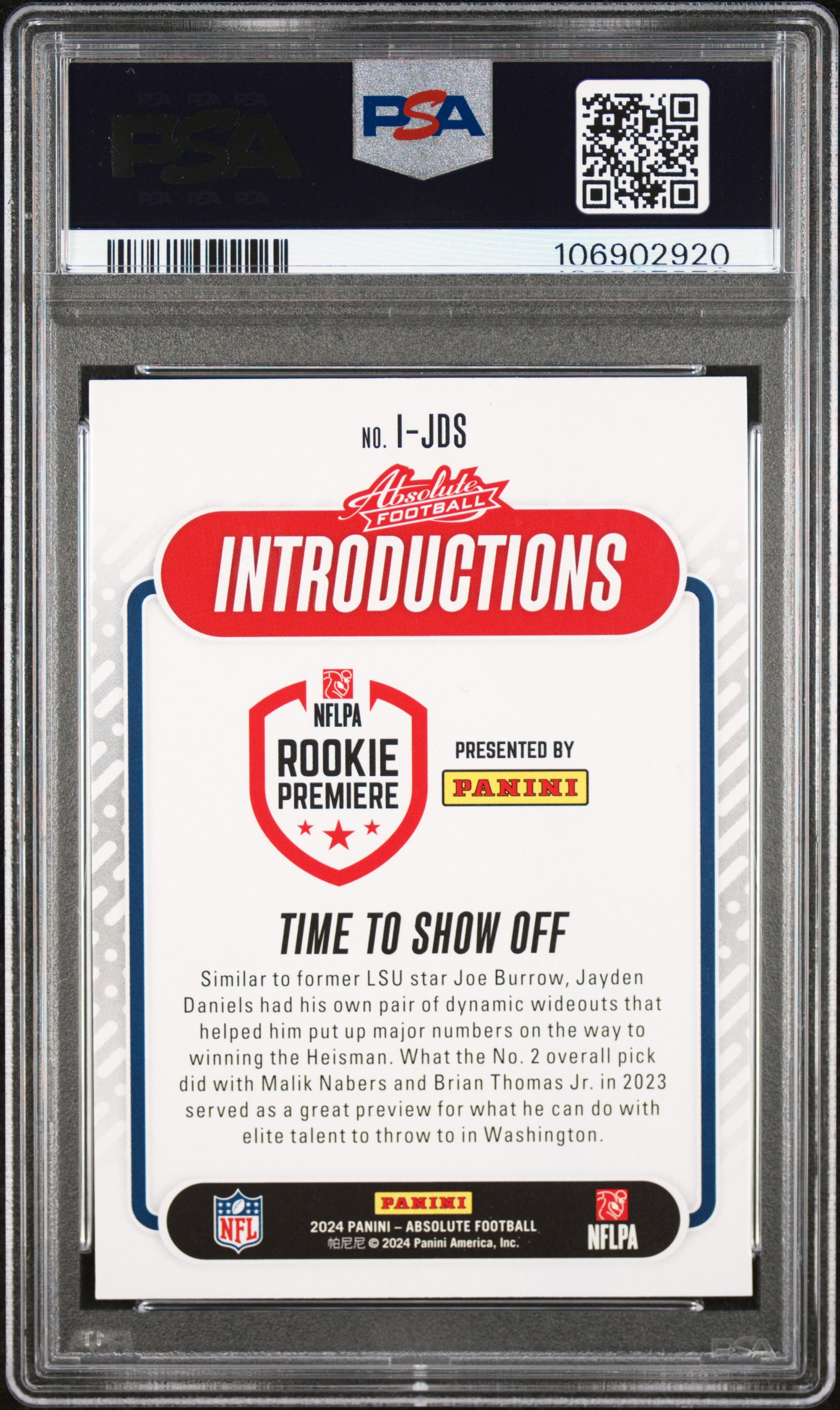 2024 Panini Absolute Introductions Jayden Daniels #Ijds Nm-Mt 8 back