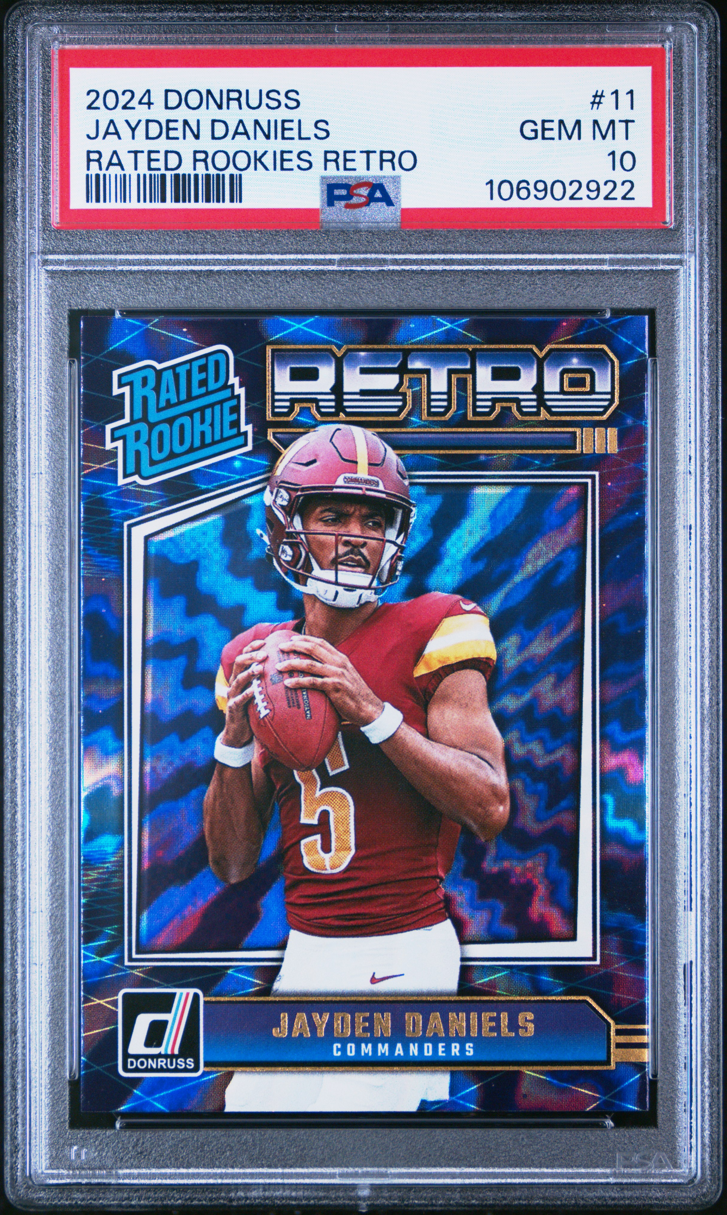 2024 Panini Donruss Rated Rookies Retro Jayden Daniels #11 Gem Mt 10 front