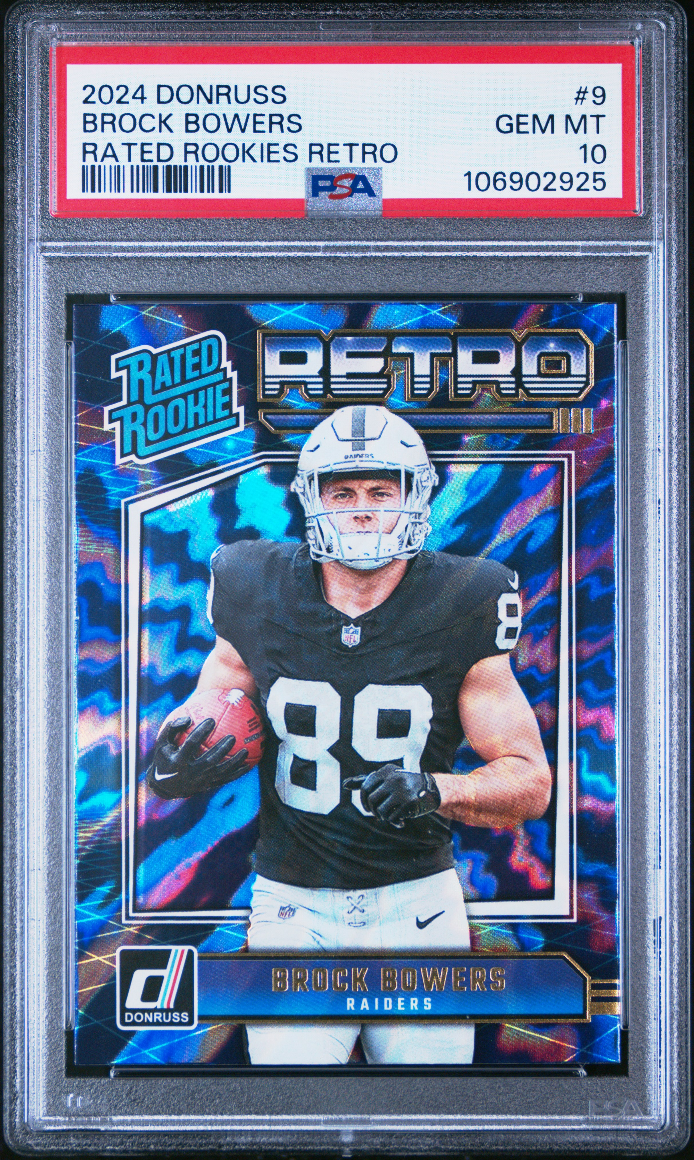 2024 Panini Donruss Rated Rookies Retro Brock Bowers #9 Gem Mt 10 front