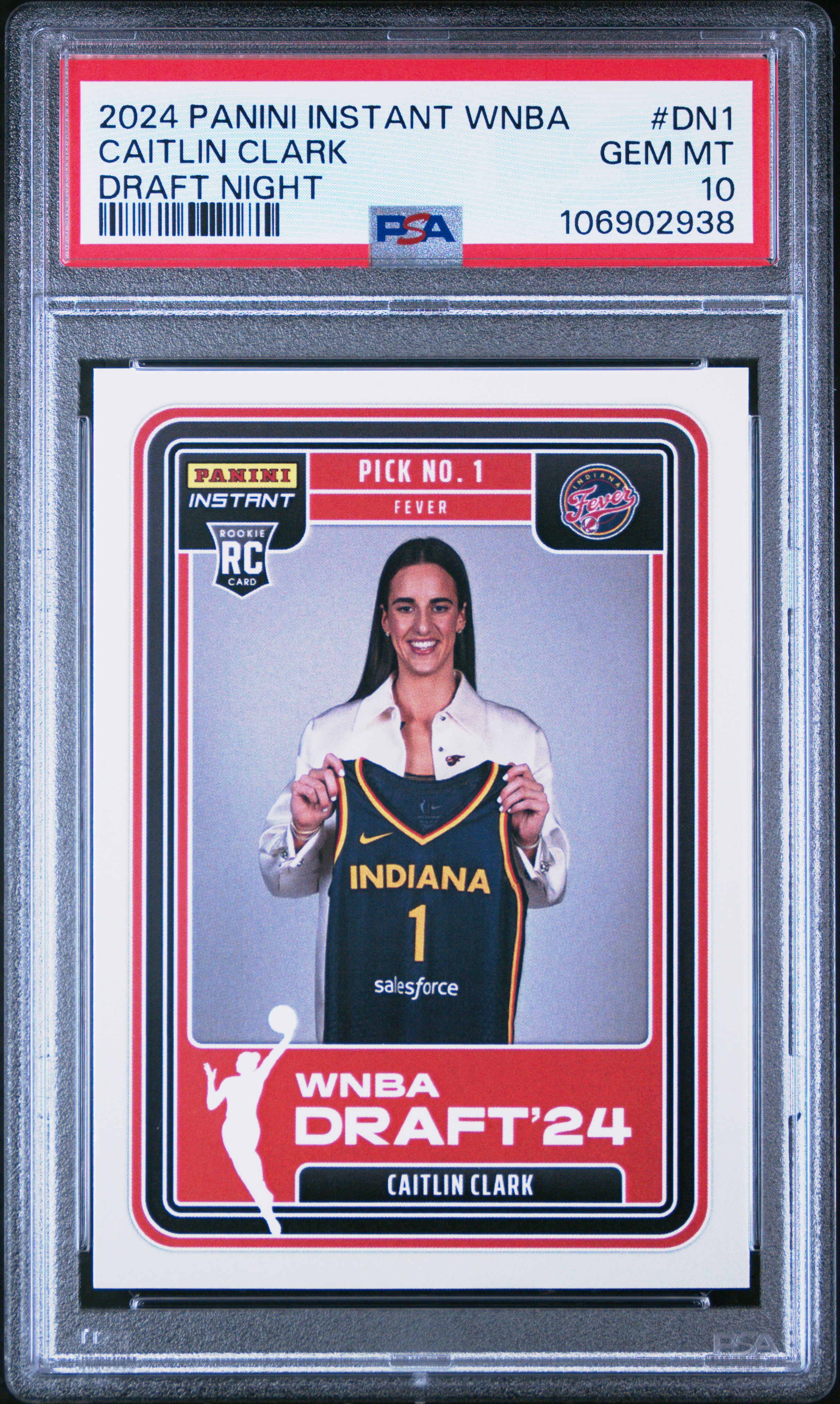 2024 Panini Instant Wnba Draft Night Caitlin Clark #Dn1 Gem Mt 10 front