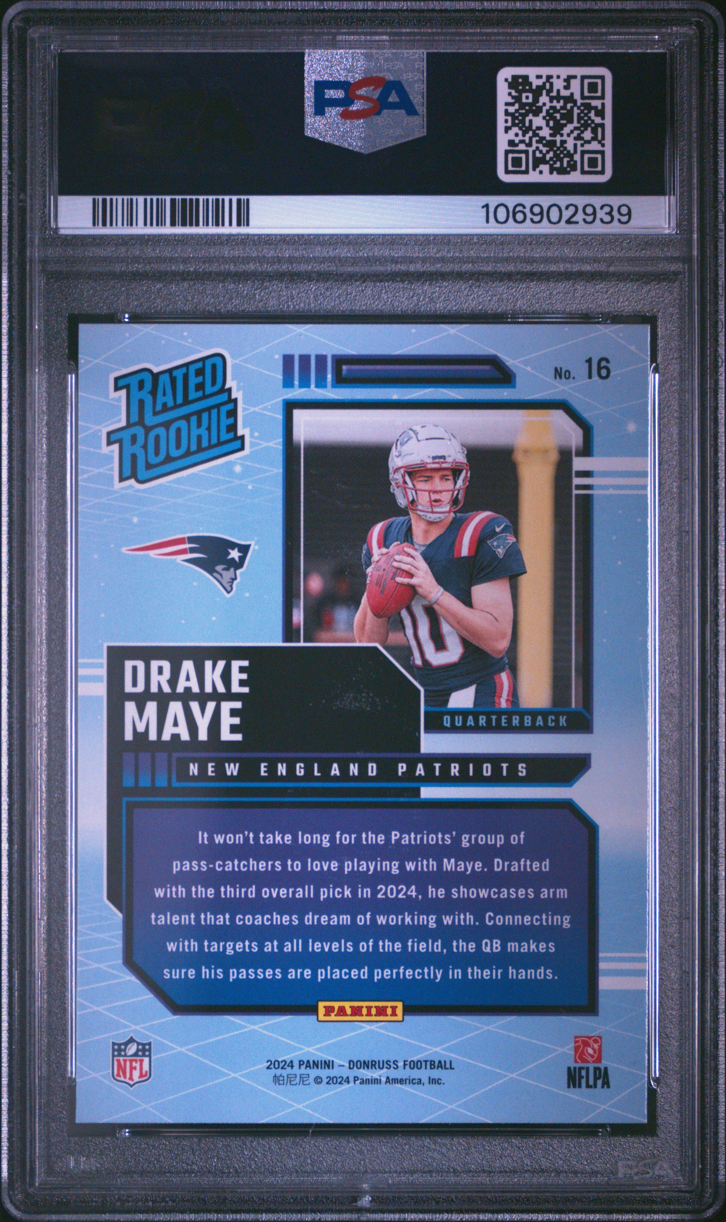 2024 Panini Donruss Rated Rookies Retro Drake Maye #16 Mint 9 back