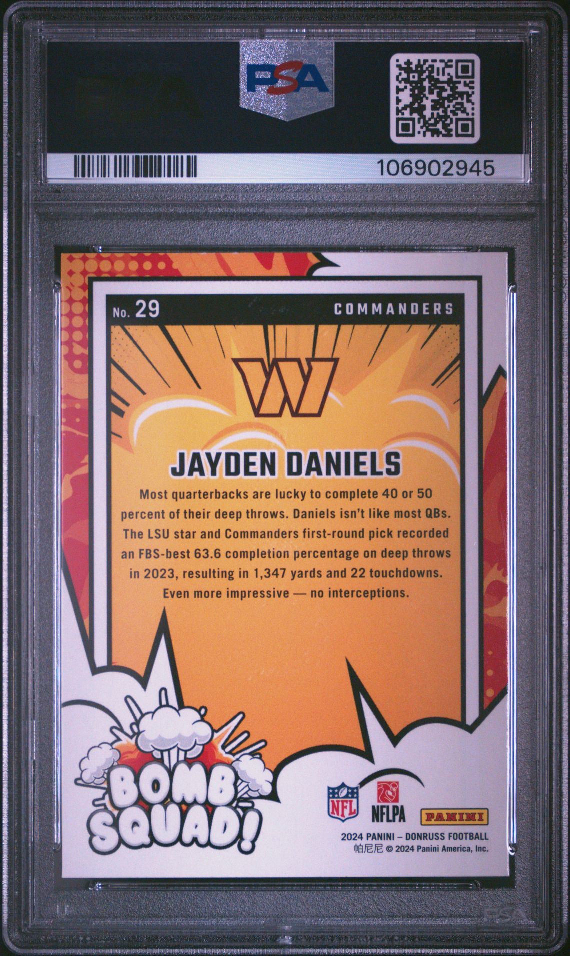 2024 Panini Donruss Bomb Squad Jayden Daniels #29 Nm 7 back