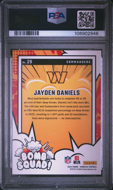 2024 Panini Donruss Bomb Squad Jayden Daniels #29 Gem Mt 10 back